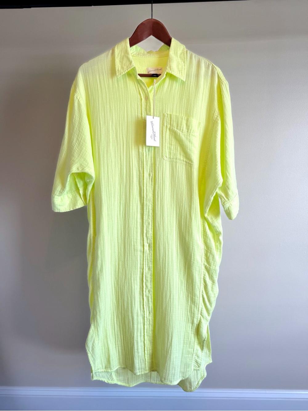 Universal Thread Bright Lime Green Button-Down Shirt Dress